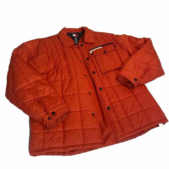 TOMMY HILFIGER Orange Quilted Puffer Parka Jacket Youth Extra Large XL Vintage - Picture 2 of 16